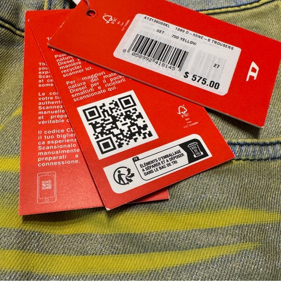 Diesel 1989 D-Mine 068KL Straight Leg Jeans Chartreuse Alice Blue NWT - Picture 8 of 11